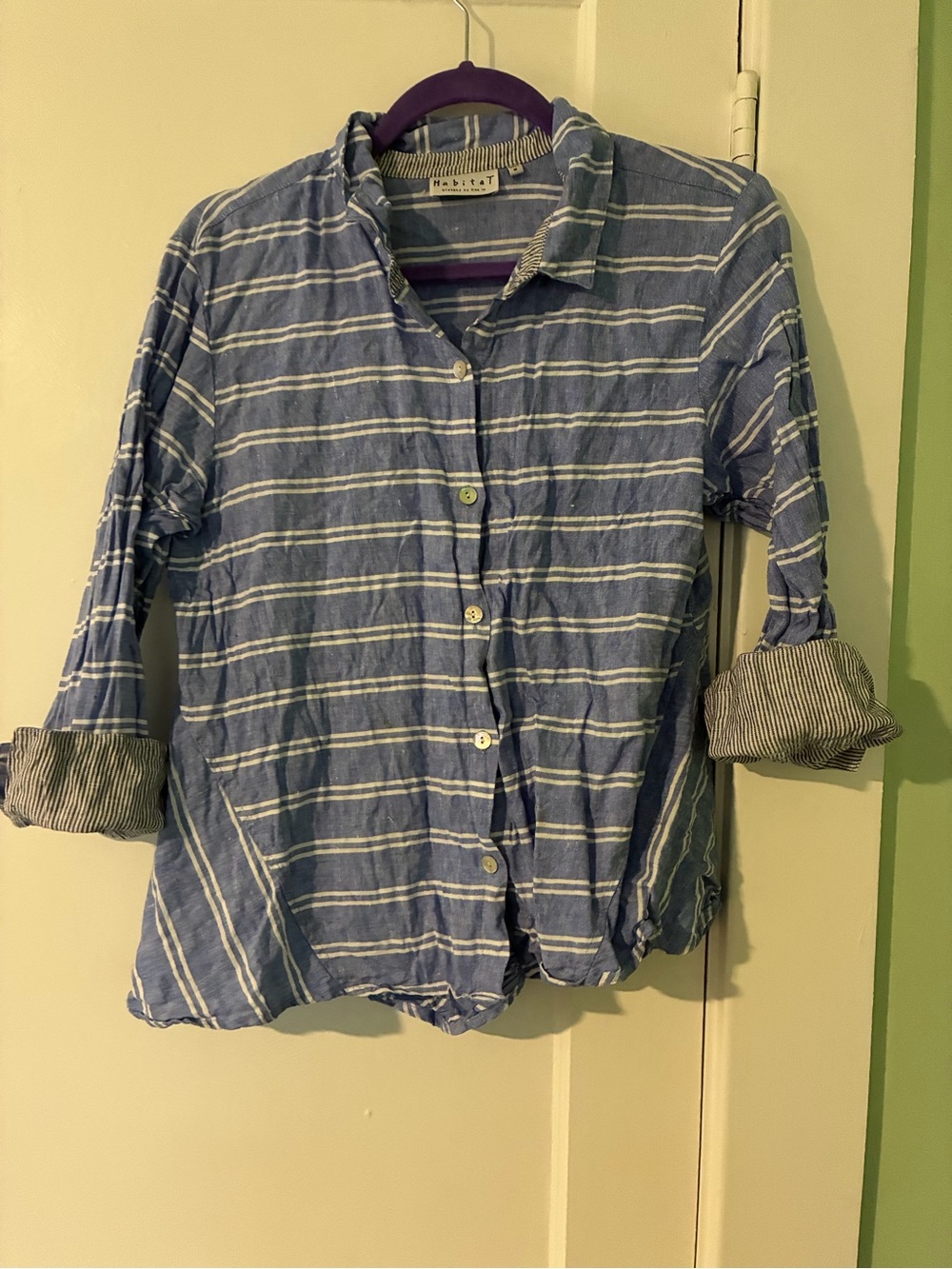 Habitat Light Blue and White Striped Shirt